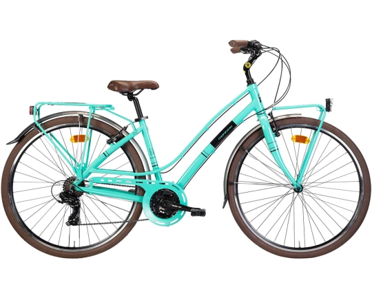 Vélo urbain Femme LUNAPIENA TY-300 3X7V STI Bleu Céleste